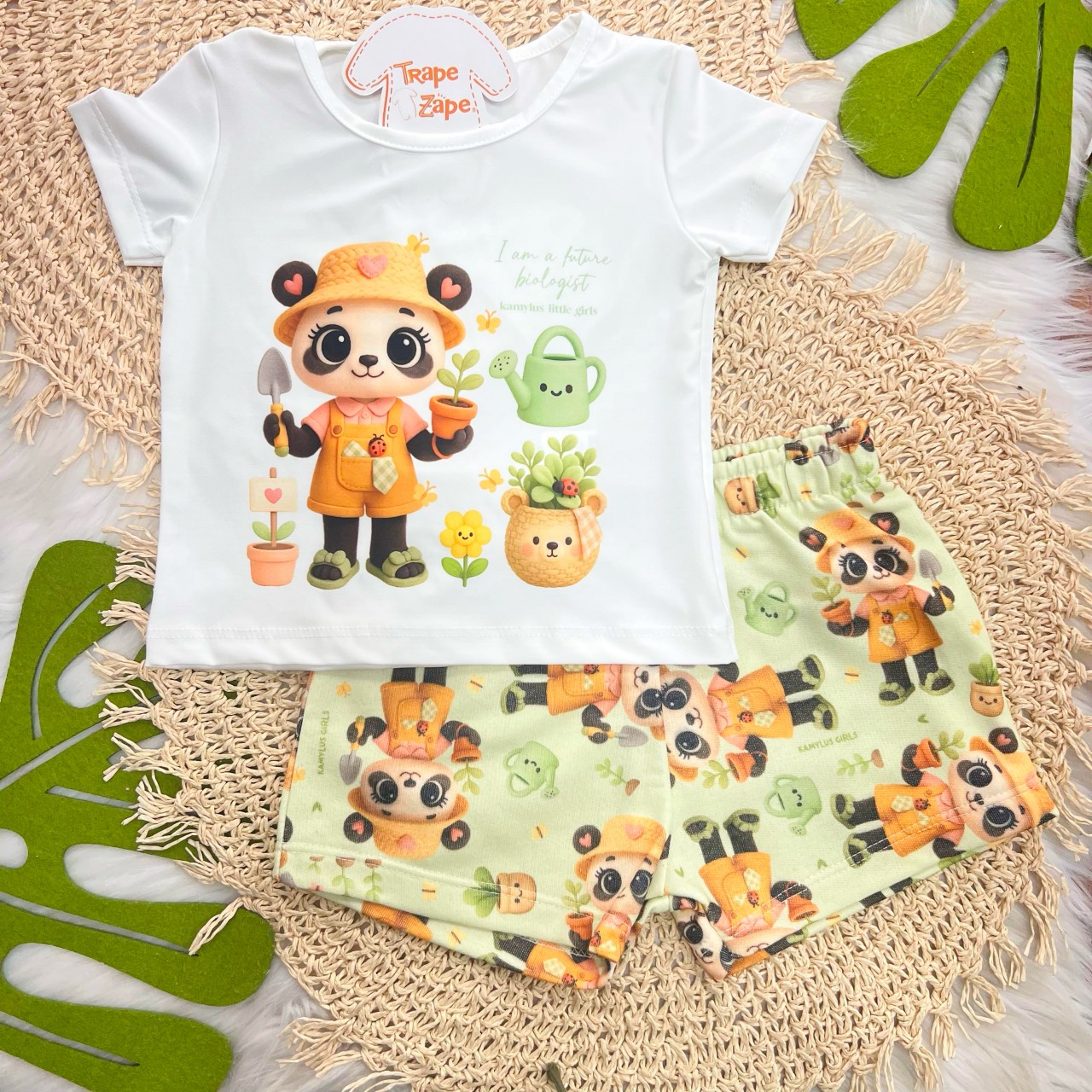 Conj Futura Bióloga Panda Off e Verde